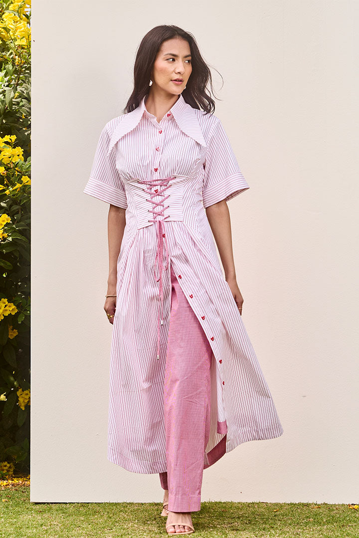 Corset Stripe Midi Dress
