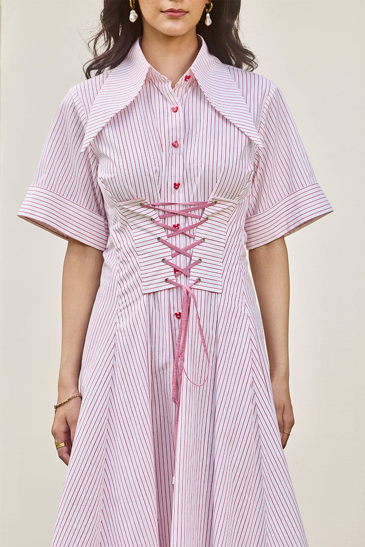 Corset Stripe Midi Dress