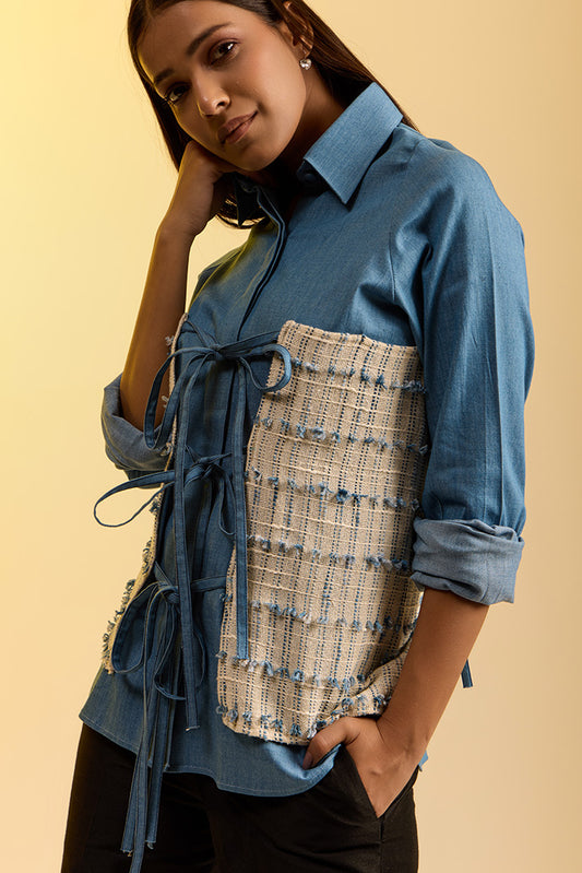 Tie-Front Denim Shirt