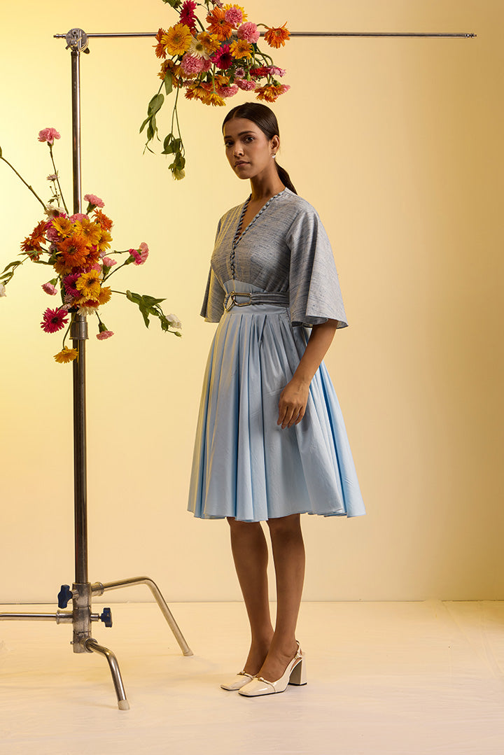 Cotton Sky Pleated Dress