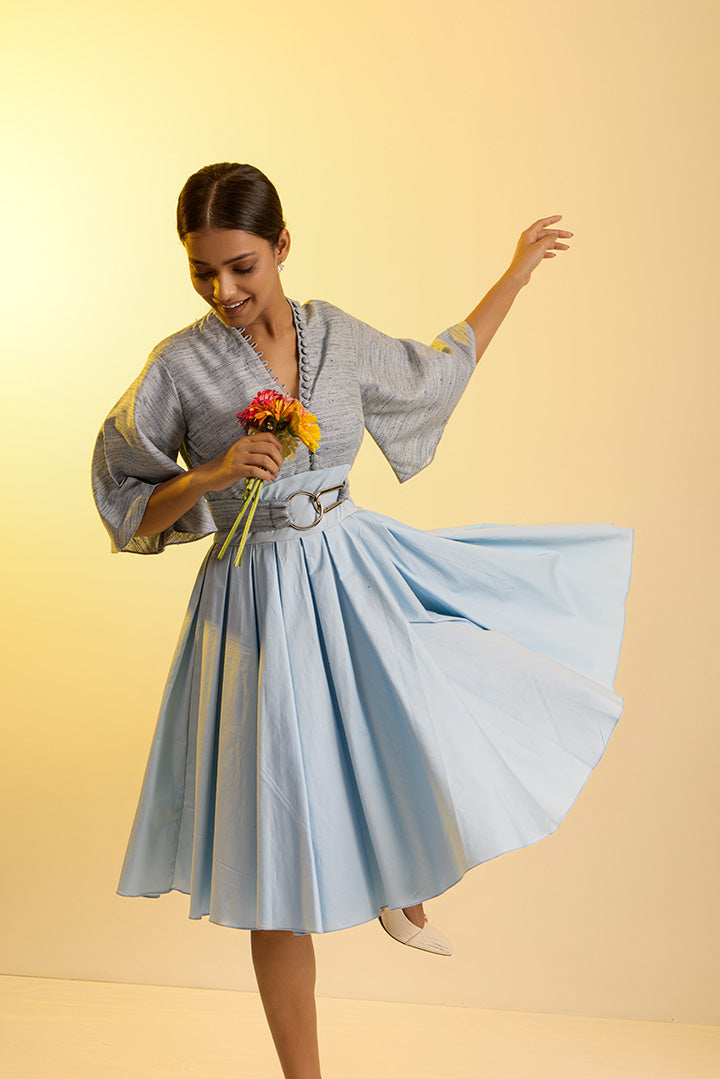 Cotton Sky Pleated Dress