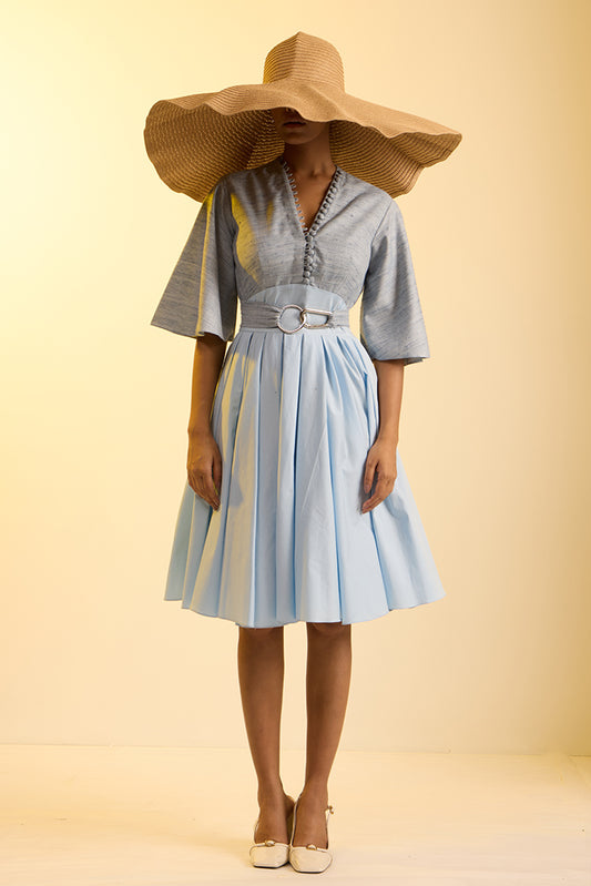 Cotton Sky Pleated Dress