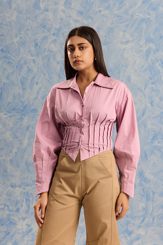 Sculpted Cotton Pleat Shirt