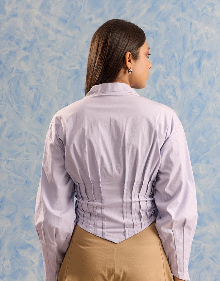 Sculpted Cotton Pleat Shirt