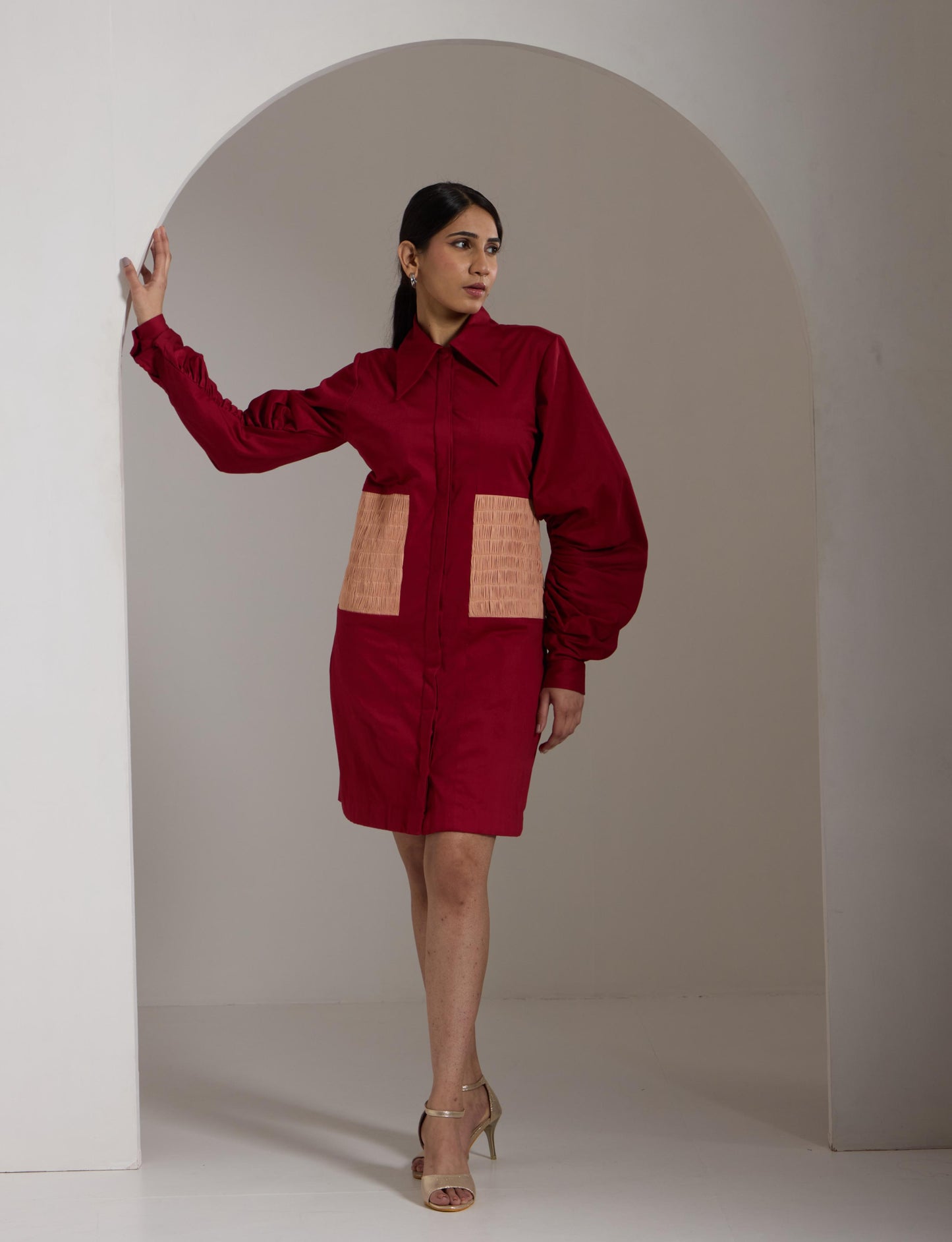 Fireside Sunset Shirred Dress