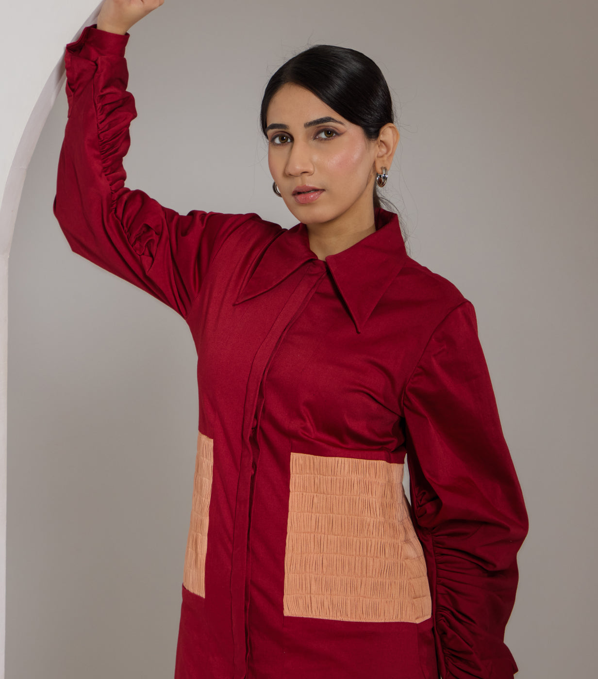 Fireside Sunset Shirred Dress