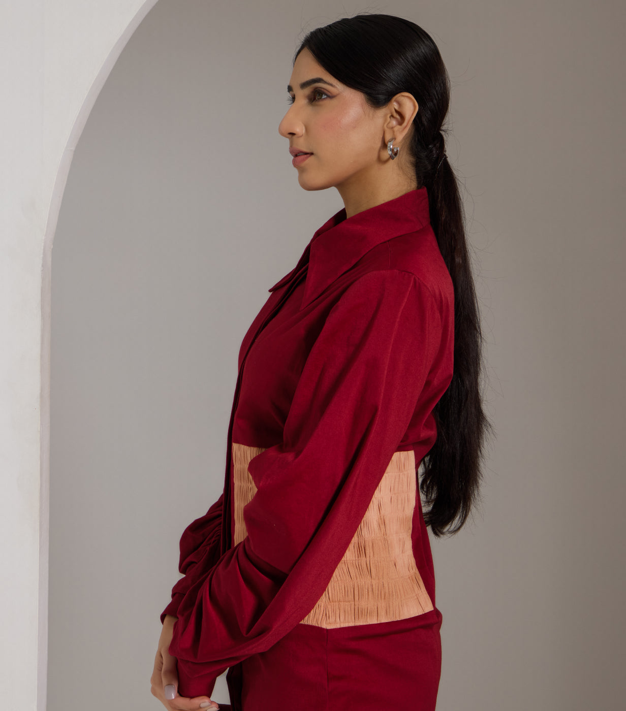 Fireside Sunset Shirred Dress