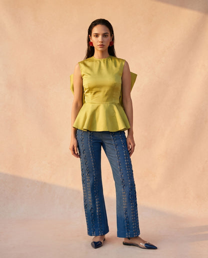 Lime Bow Peplum