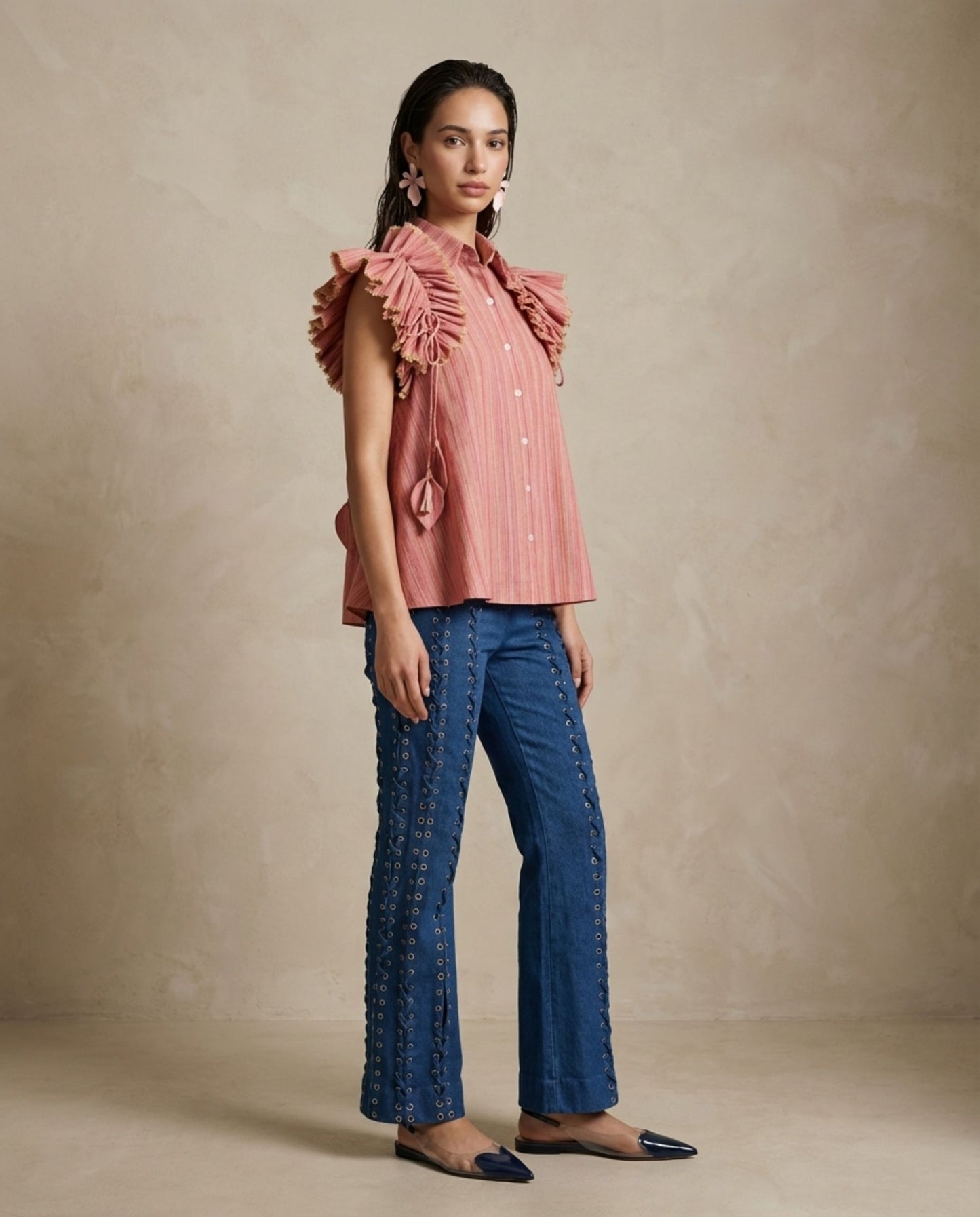 Rosette Ruffle Shirt