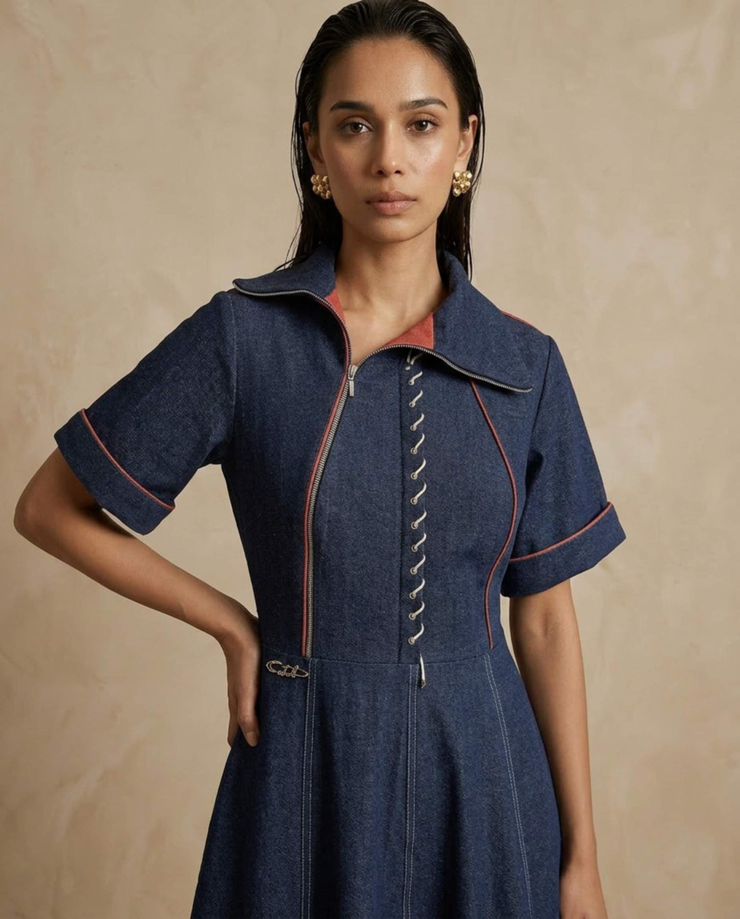 Contrast Code Dress