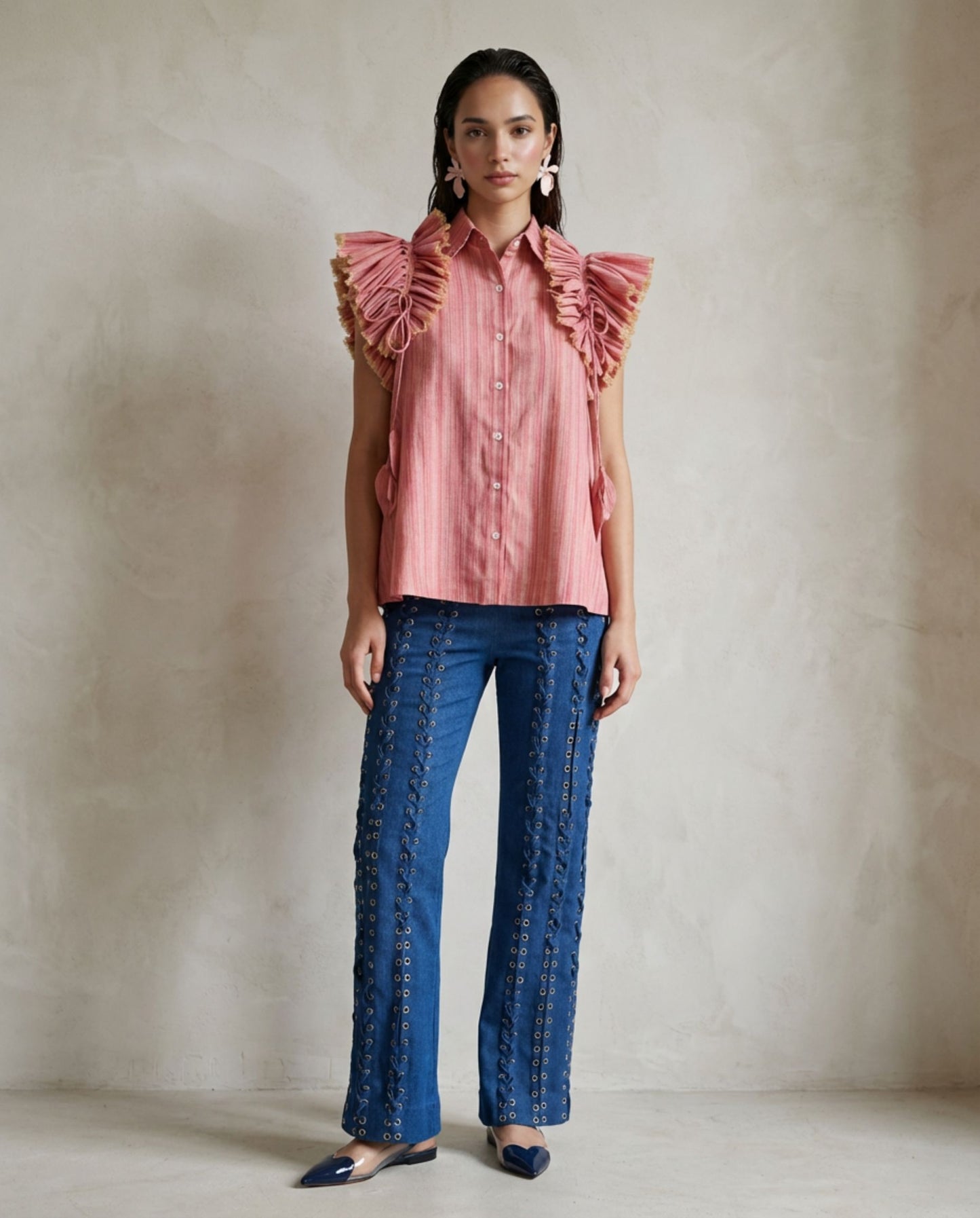 Rosette Ruffle Shirt