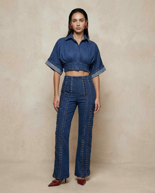 Laced Indigo Jeans